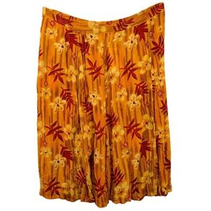 Adini Women's Plus Skirt Size 2X Orange Floral Elastic Waistband Lined Rayon NWT
